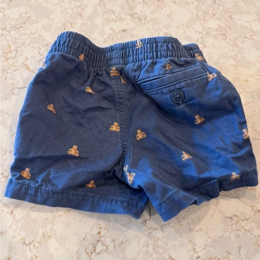 Gap- blue Kids Shorts with Bear Print 6-12mos
